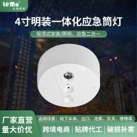 LED楼梯走廊4寸明装一体化吸顶筒灯消防通道停电多功能照明应急灯